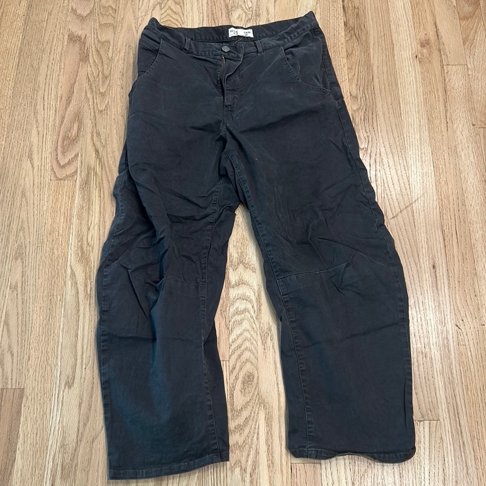 Nili Lotan Emerson pants in carbon / black wide leg
